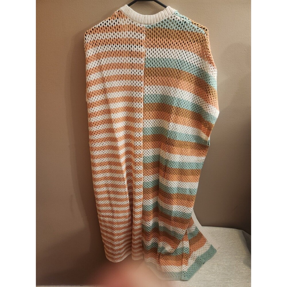Torrid Duster Vest Sweater Cardigan Open Front Multi Stripe Size 1/2 1X/2X NWT - Picture 4 of 5